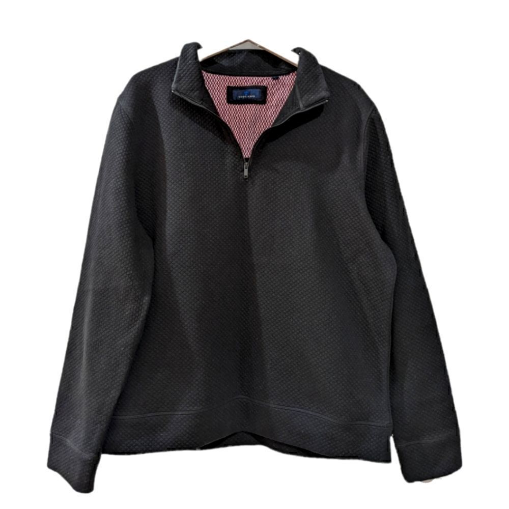 Toscano Men's Black Textured Knit 3/4 Zip Sweater Size XL